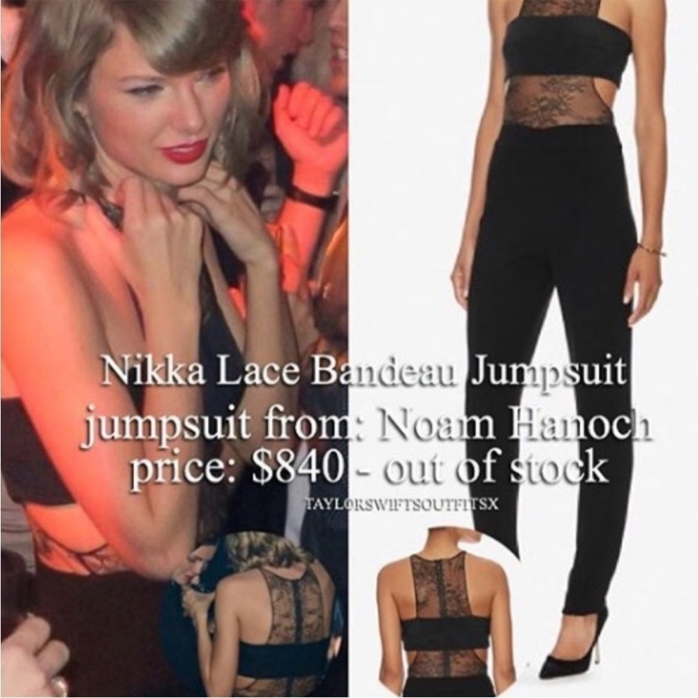 Noam Hanoch Nikka Bandeau Lace Cut Out Jumpsuit Black ASO Taylor Swift Sz 2